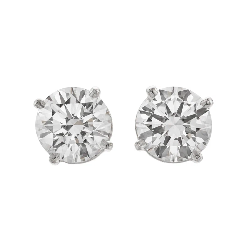Platinum and 3.04ctw Round Brilliant Cut Diamond Stud Earrings