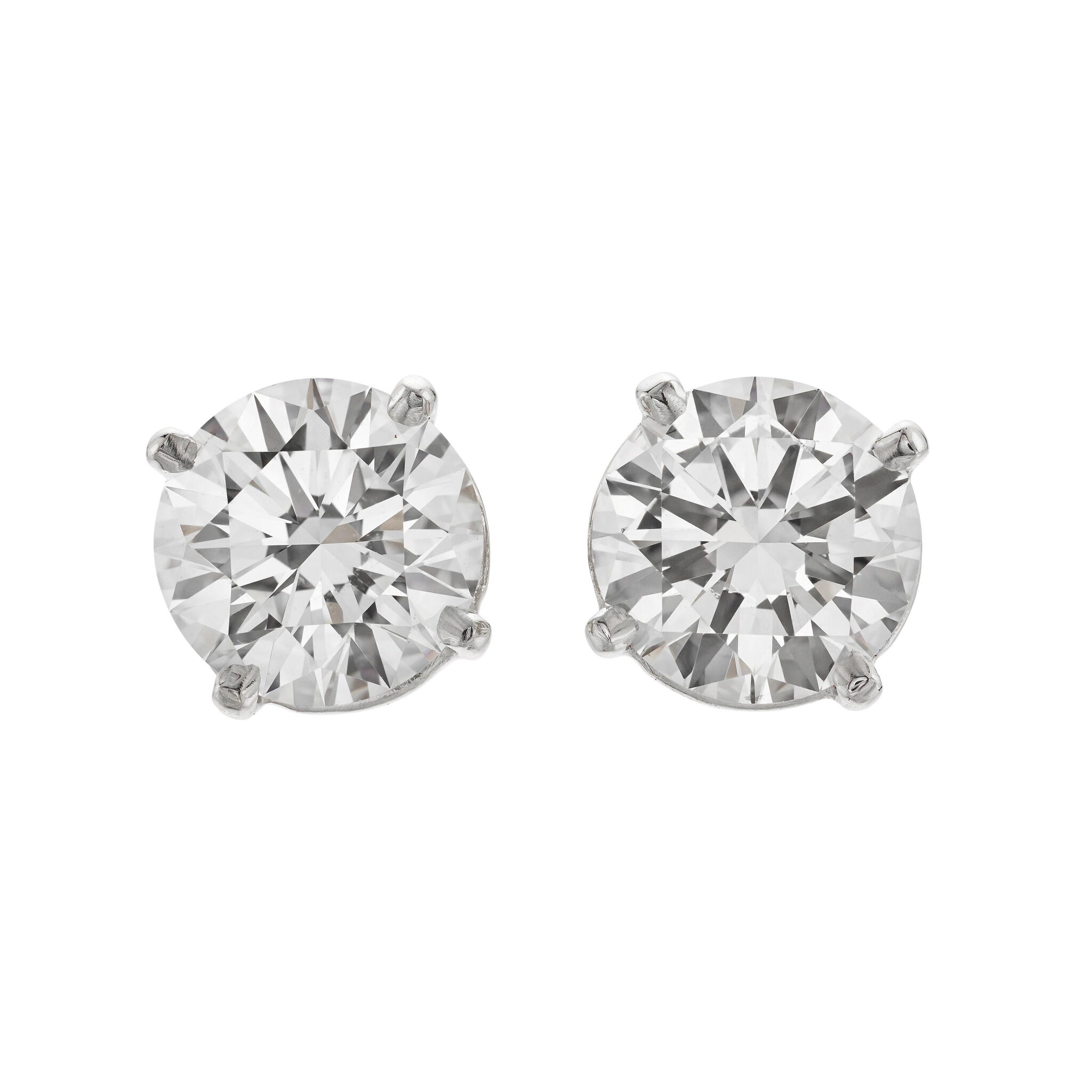 Platinum and 3.04ctw Round Brilliant Cut Diamond Stud Earrings — view 1