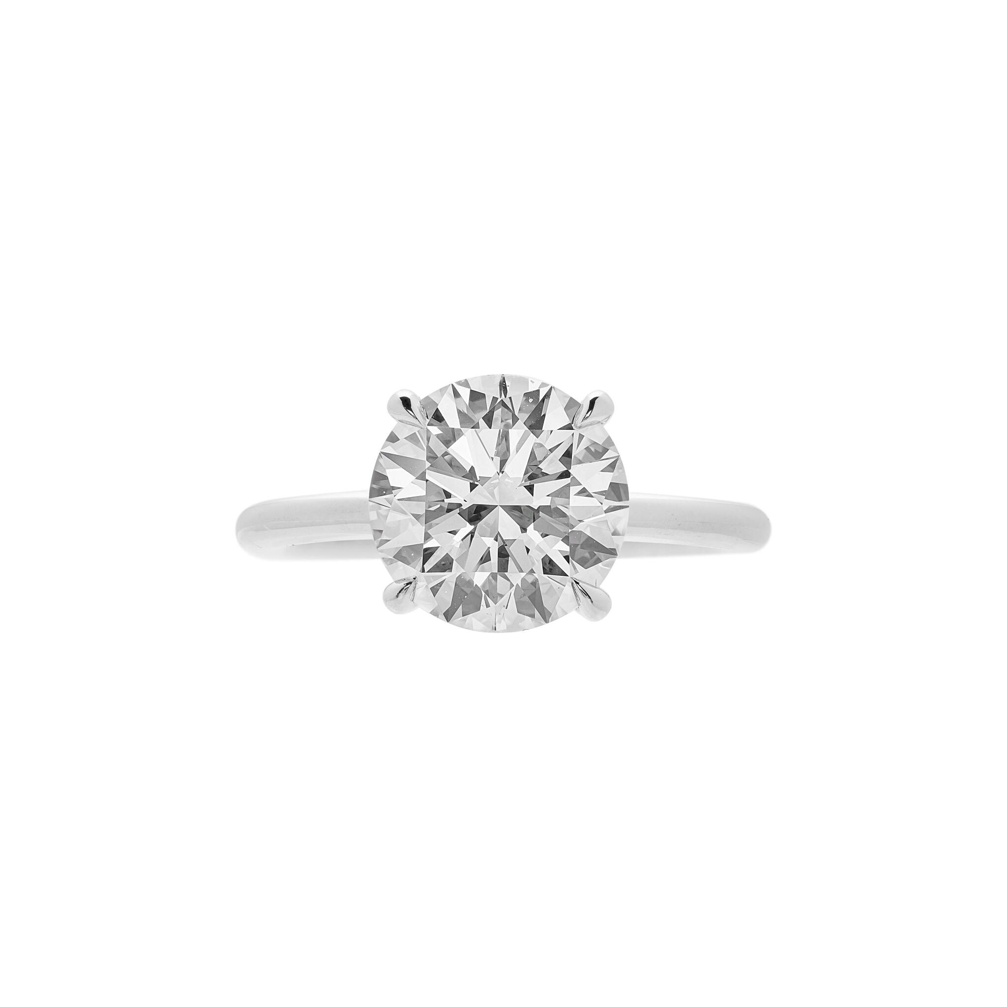 Platinum and 3.06ct Round Brilliant Cut Diamond Engagement Ring — view 1