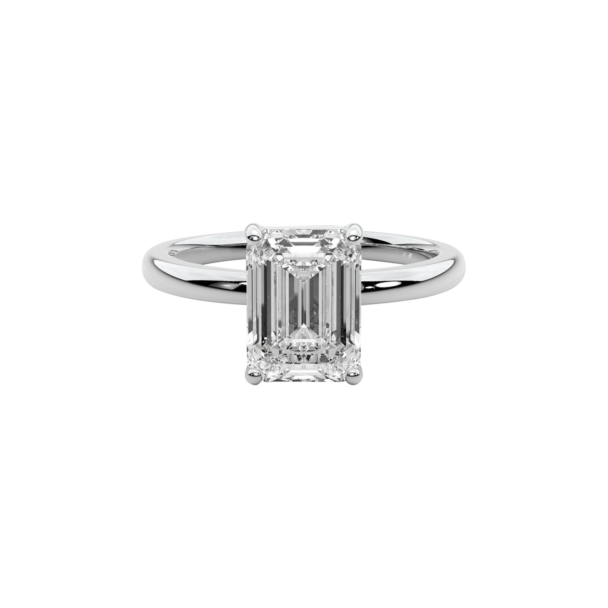 Platinum and 3.00-3.99ct Emerald Cut Diamond Engagement Ring — view 1