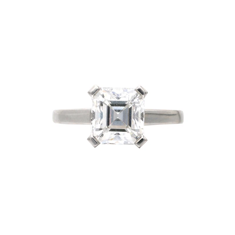 Platinum and 3.01ct Emerald Cut Diamond Solitaire Engagement Ring