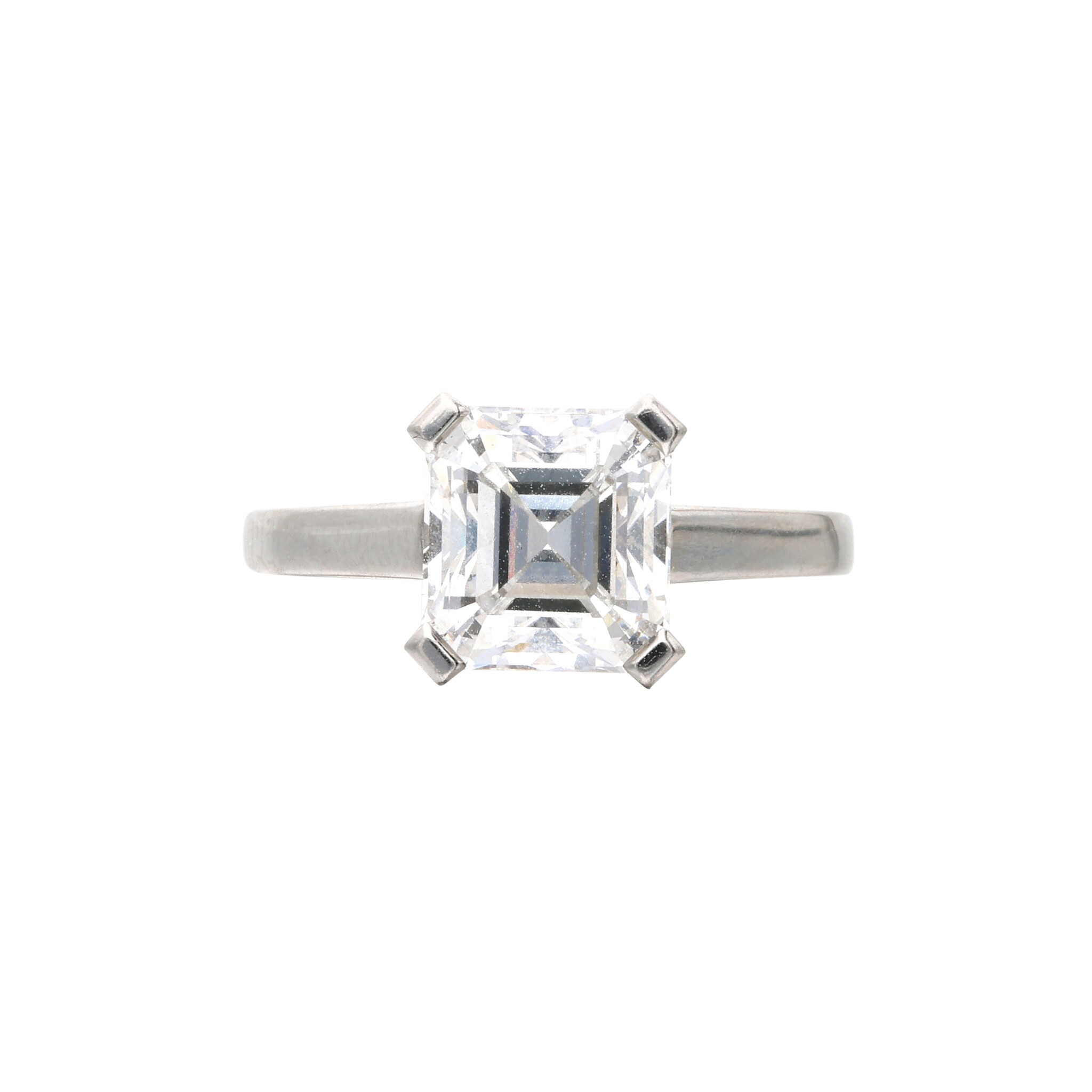 Platinum and 3.01ct Emerald Cut Diamond Solitaire Engagement Ring — view 1