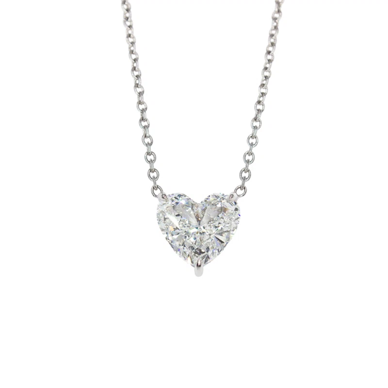 Platinum and 3.18ct Heart Shape Diamond Pendant Necklace