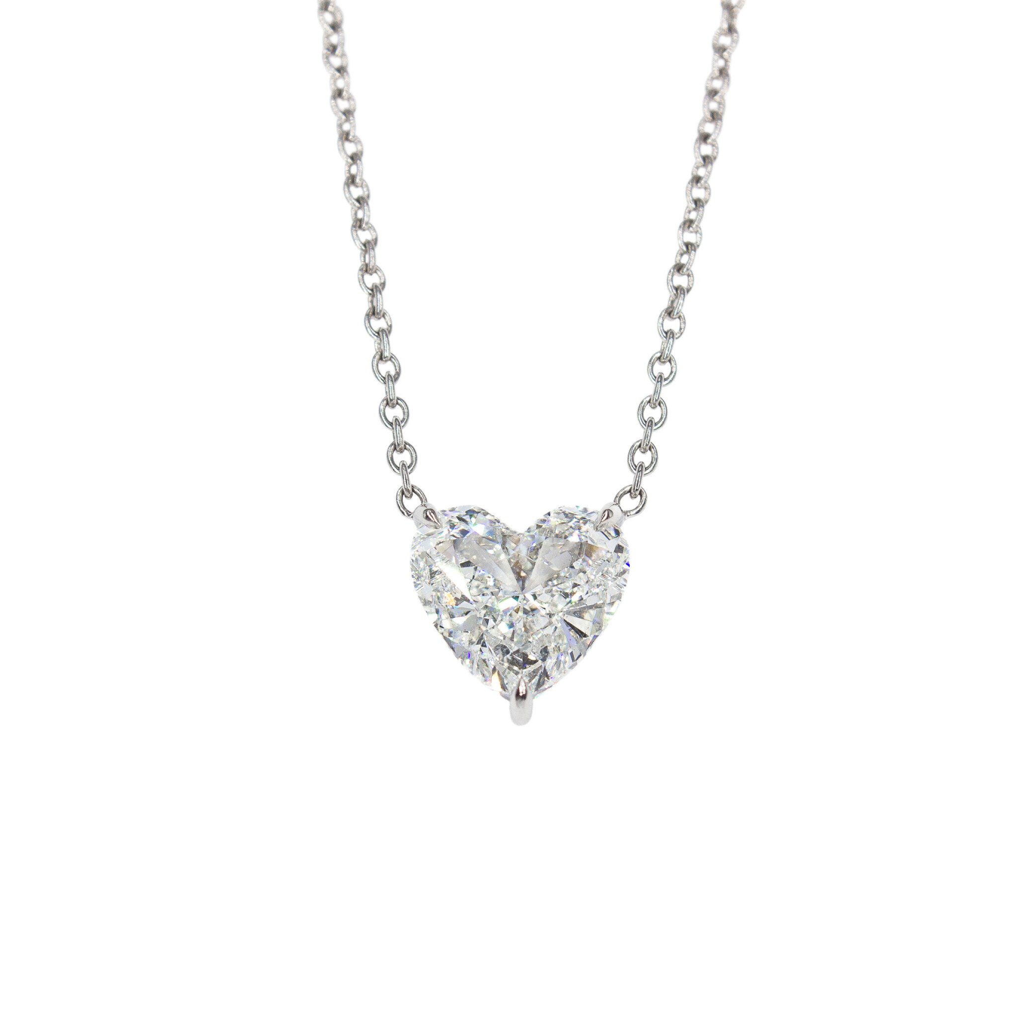 Platinum and 3.18ct Heart Shape Diamond Pendant Necklace — view 1