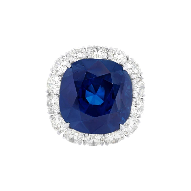 Platinum, 33.25ct Burmese Sapphire and Diamond Ring