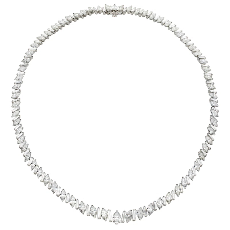Platinum and 38.65ctw Fancy Cut Diamond Collar Necklace
