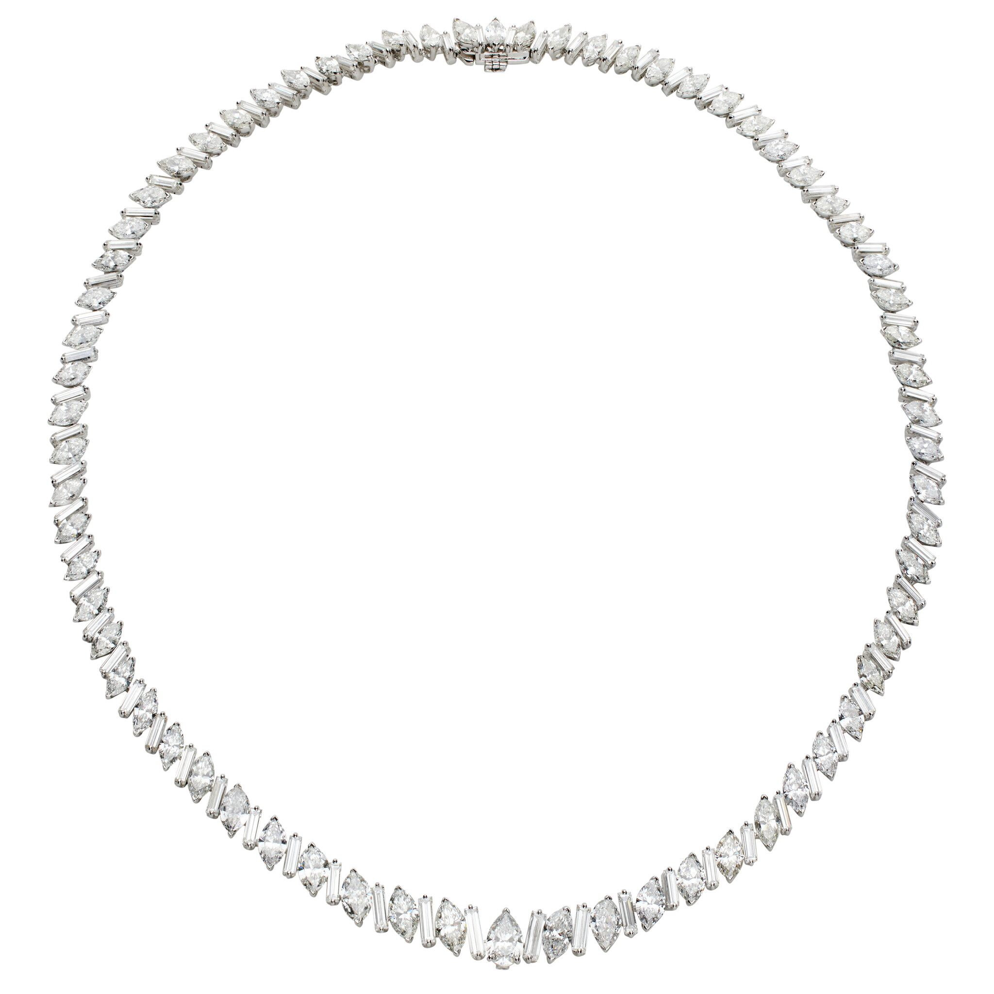 Platinum and 38.65ctw Fancy Cut Diamond Collar Necklace — view 1