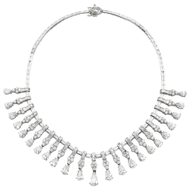 Platinum and 39.00ctw Fancy Cut Diamond Collar Necklace