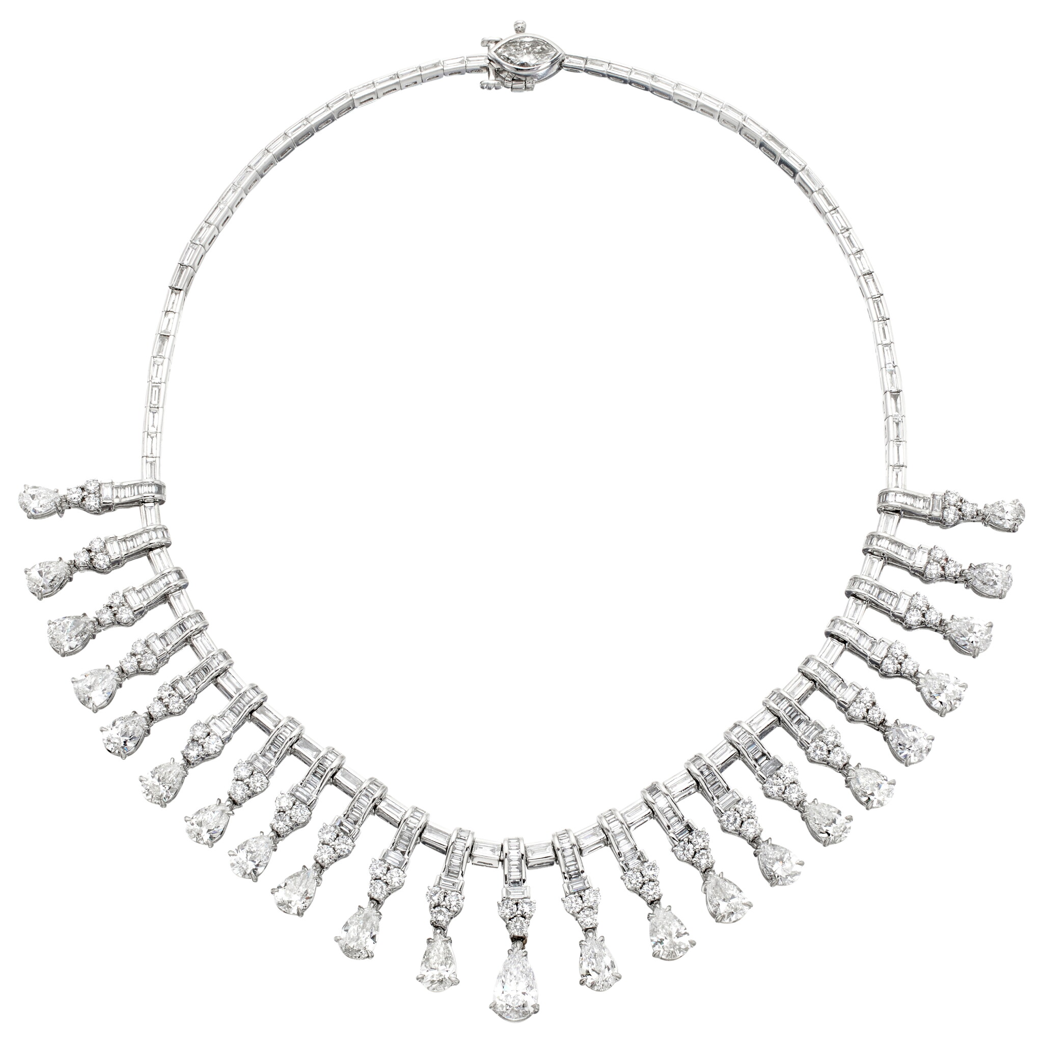 Platinum and 39.00ctw Fancy Cut Diamond Collar Necklace — view 1