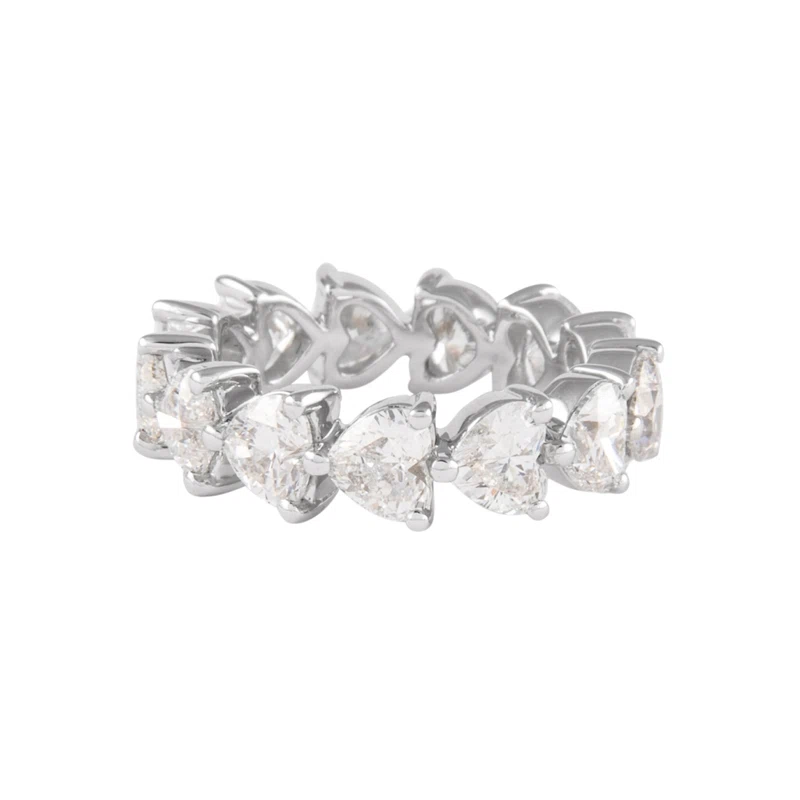Platinum and 4.00ctw Heart Shape Diamond Eternity Band Ring