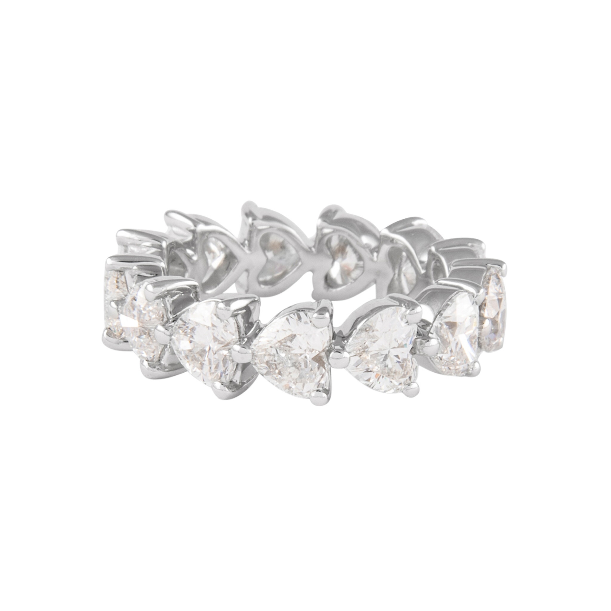 Platinum and 4.00ctw Heart Shape Diamond Eternity Band Ring — view 1