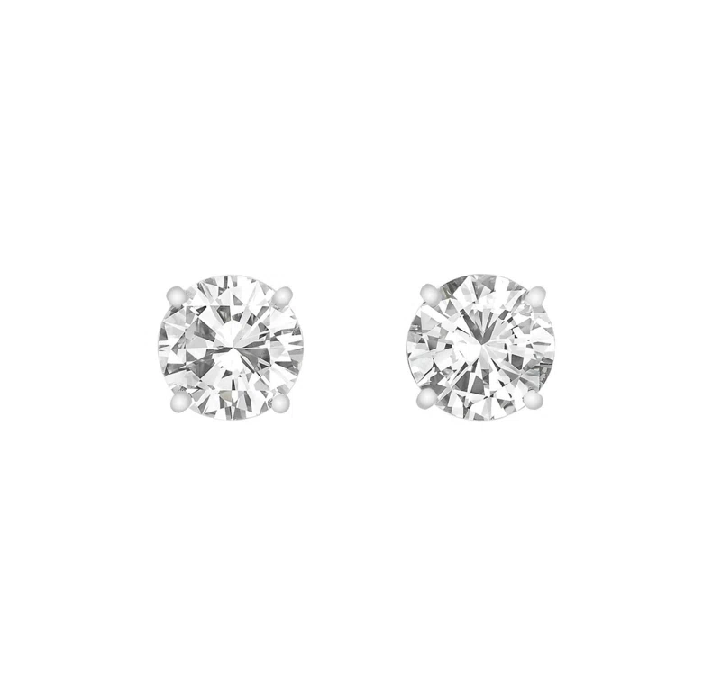 Platinum and 4.10ctw Round Brilliant Cut Diamond Stud Earrings