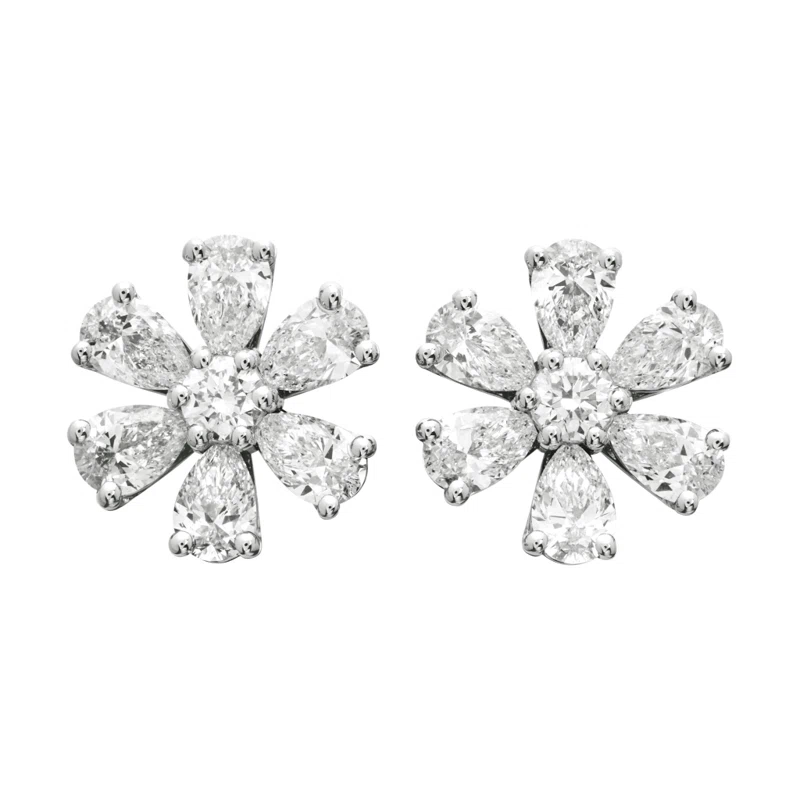 Platinum and 4.20ctw Diamond Flower Stud Earrings