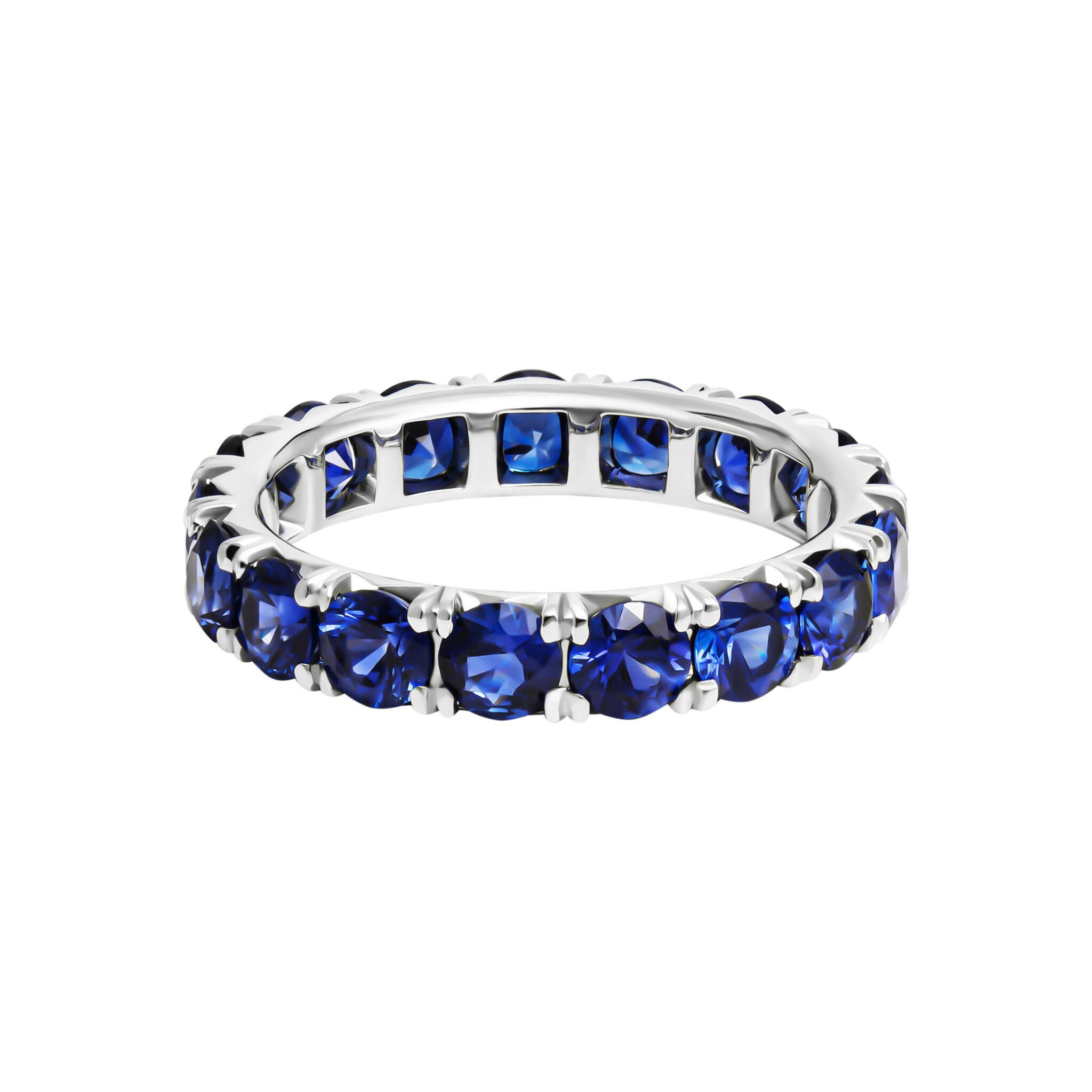 Platinum and 4.85ctw Sapphire Eternity Band Ring — view 1