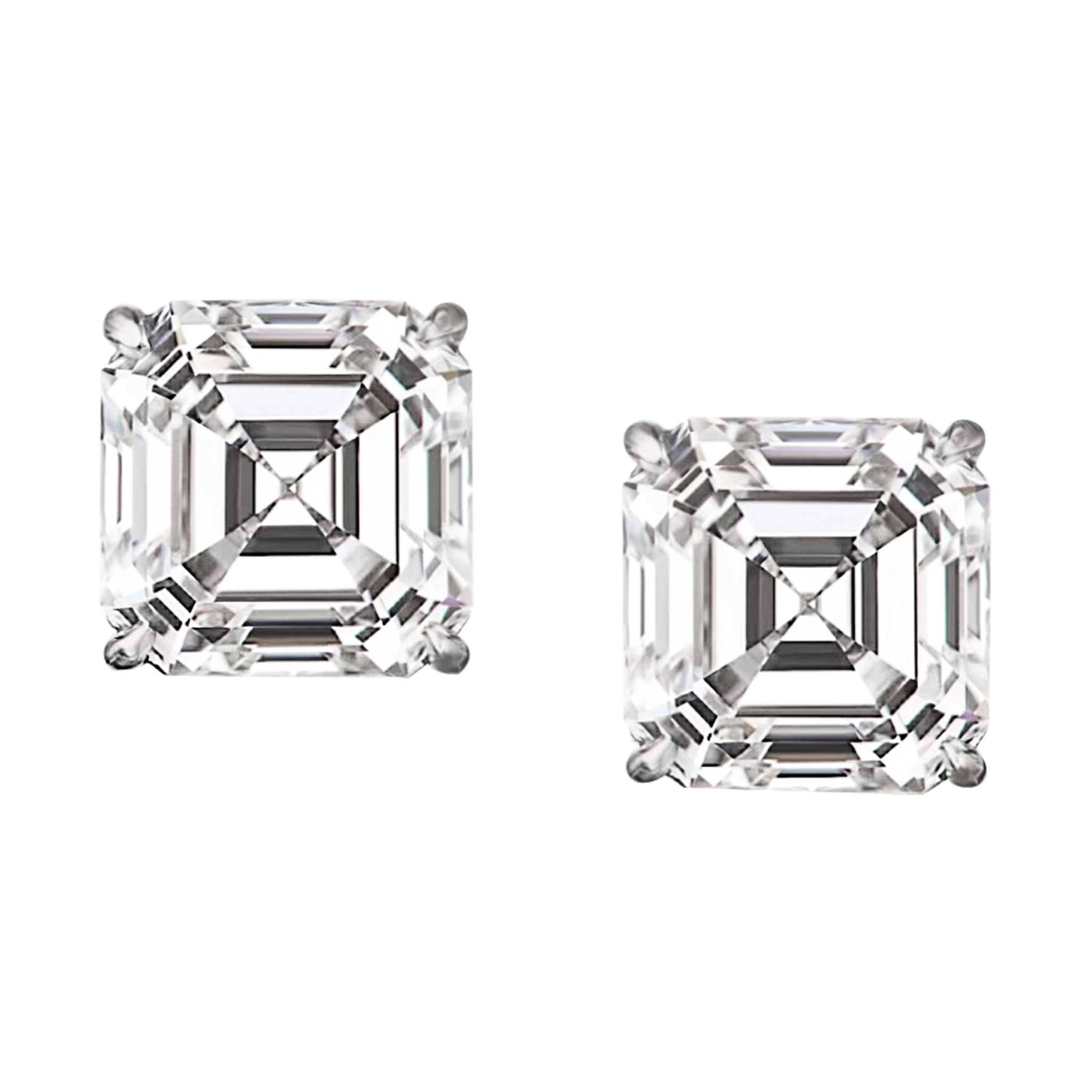 Platinum and 4.02ctw Asscher Cut Diamond Stud Earrings — view 1