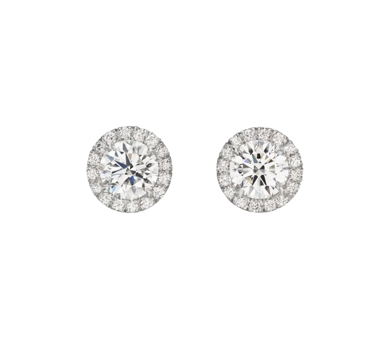 Platinum and 4.02ctw Round Brilliant Cut Diamond Stud Earrings