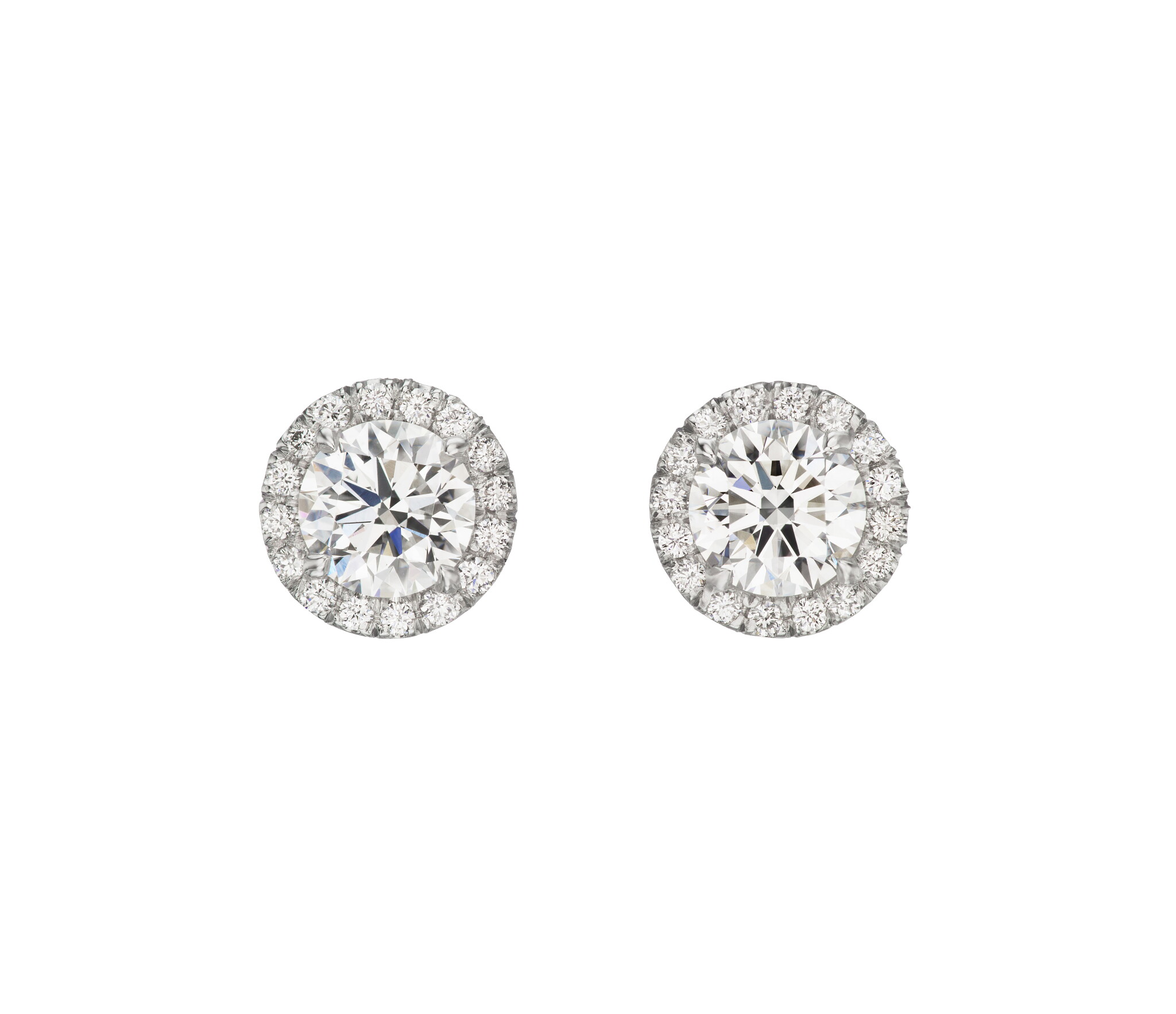 Platinum and 4.02ctw Round Brilliant Cut Diamond Stud Earrings — view 1