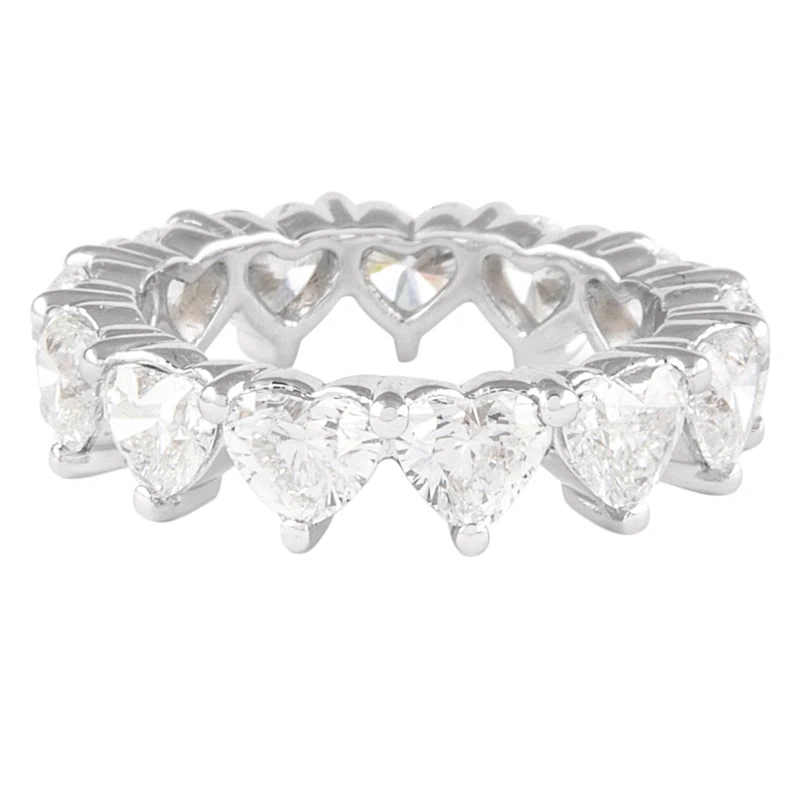 Platinum and 4.15ctw Heart Shape Diamond Eternity Band Ring