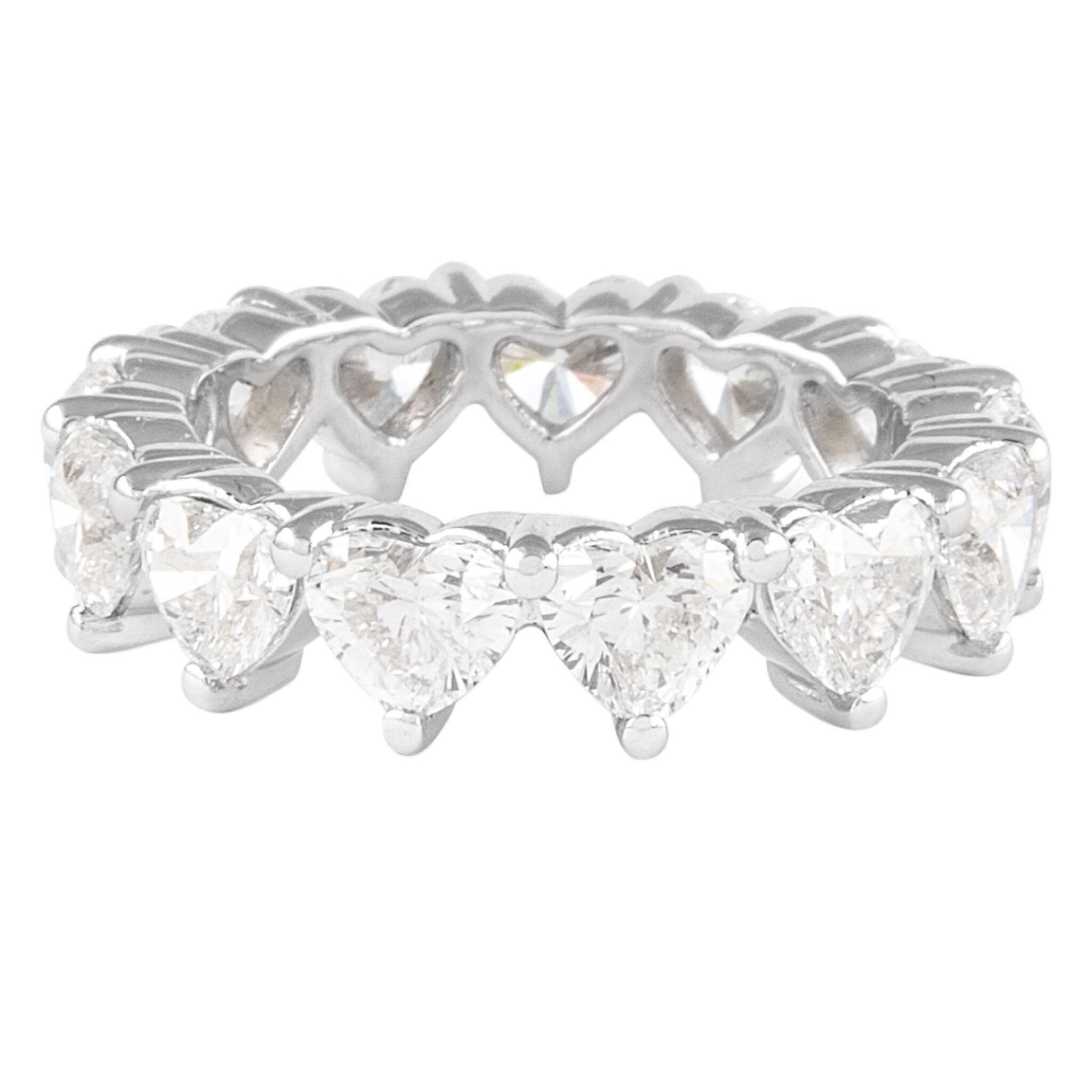 Platinum and 4.15ctw Heart Shape Diamond Eternity Band Ring — view 1