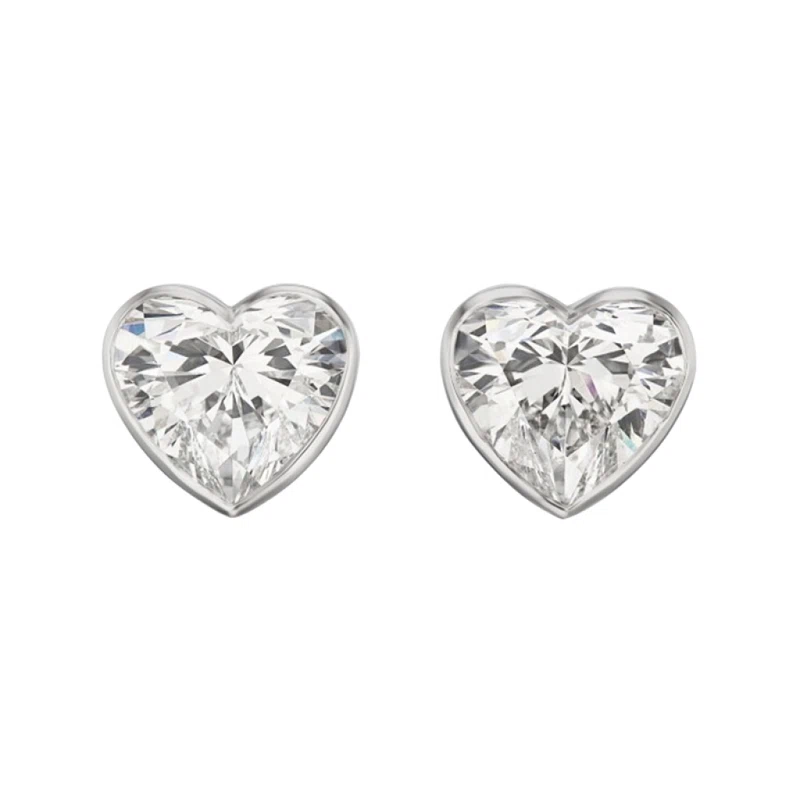 Platinum and 4.22ctw Heart Shape Diamond Stud Earrings