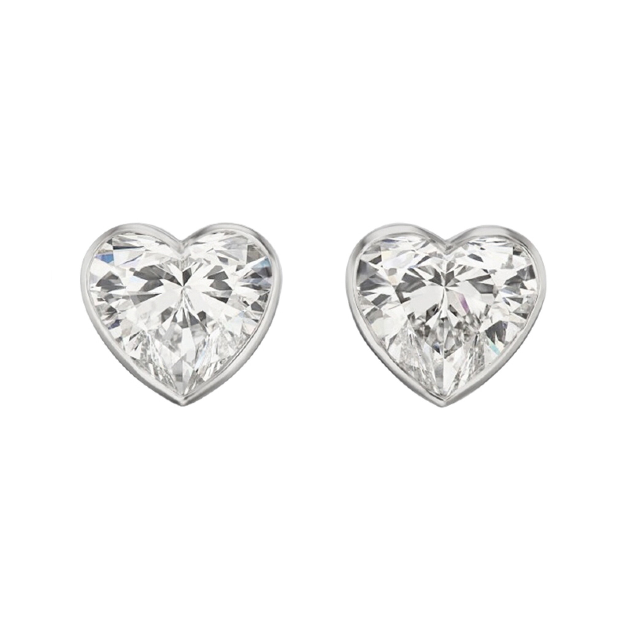 Platinum and 4.22ctw Heart Shape Diamond Stud Earrings — view 1