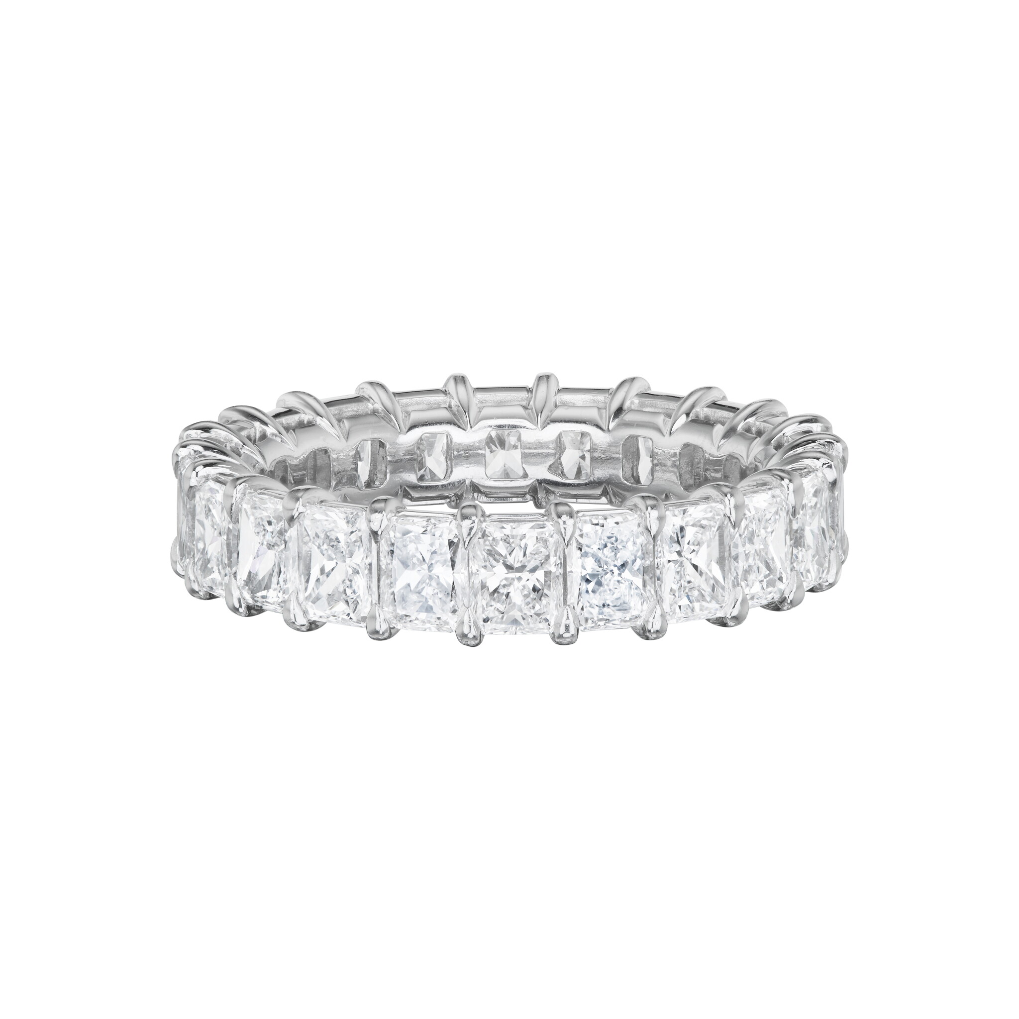 Platinum and 4.62ctw Radiant Cut Diamond Eternity Band Ring — view 1