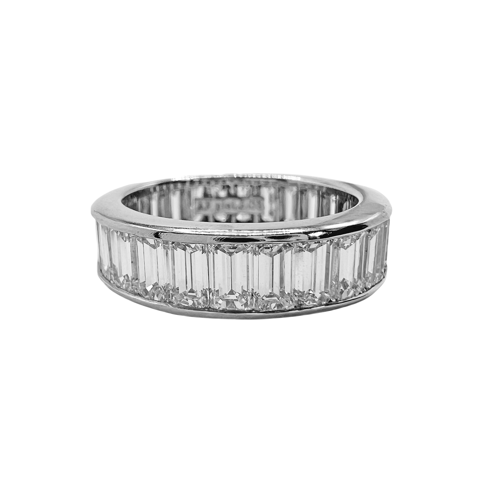 Platinum and 5.03ctw Emerald Cut Diamond Eternity Band Ring  — view 1