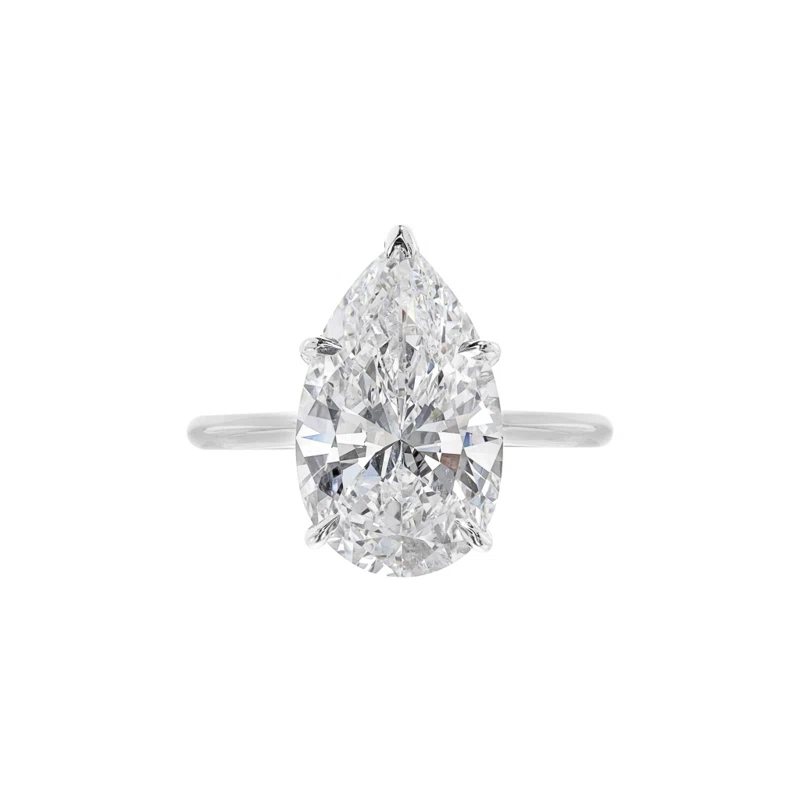 Platinum and 5.01ct Pear Shape Diamond Solitaire Engagement Ring
