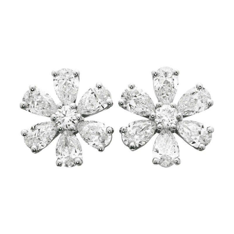 Platinum and 5.15ctw Diamond Flower Stud Earrings