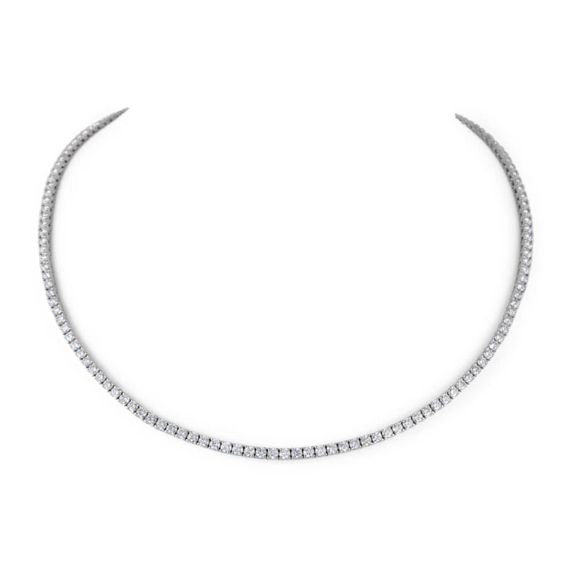 Platinum and 5.00-5.99ctw Round Brilliant Cut Diamond Tennis Necklace