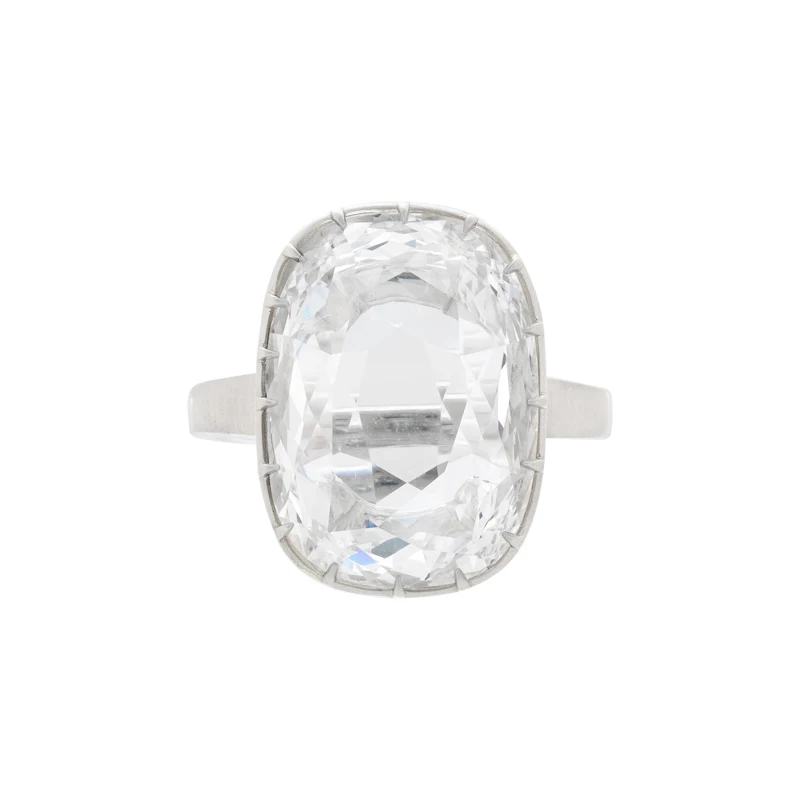 Platinum and 5.02ct Cushion Cut Diamond Ring