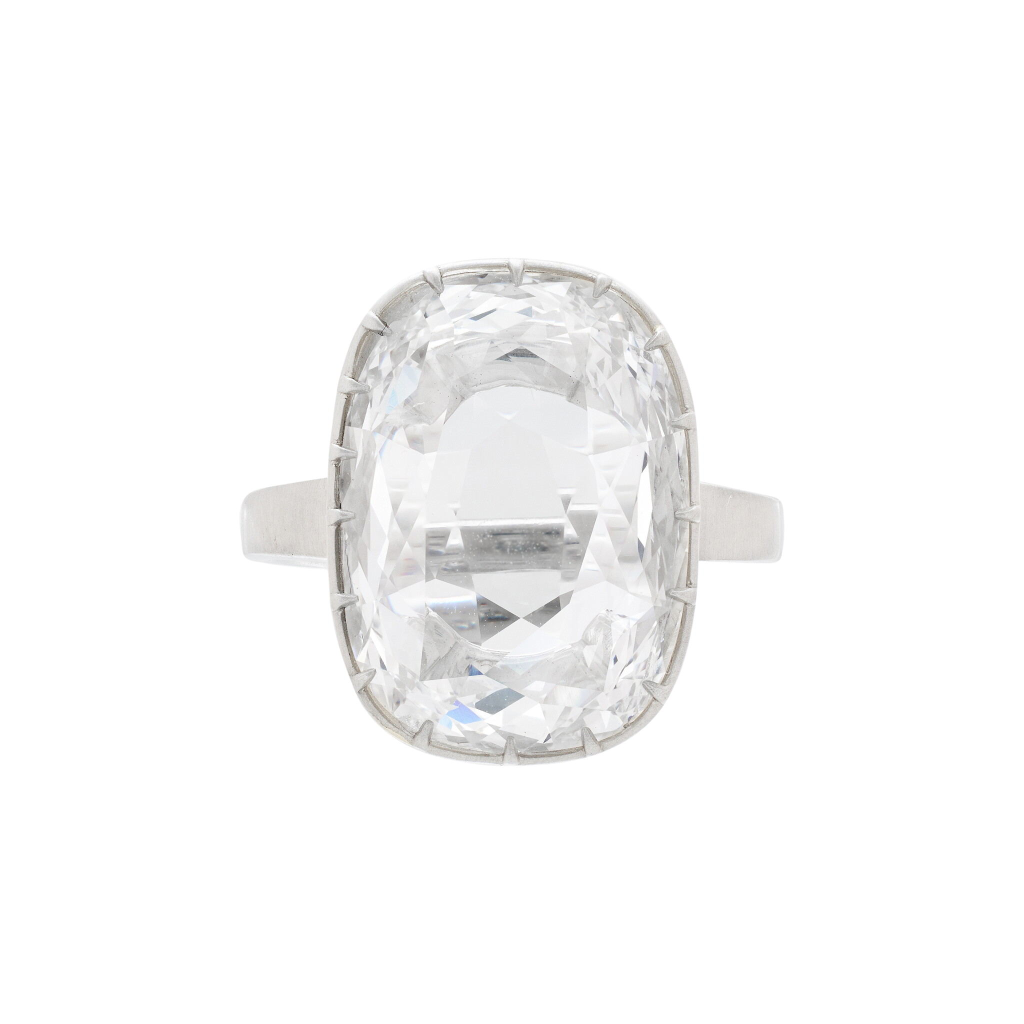 Platinum and 5.02ct Cushion Cut Diamond Ring — view 1