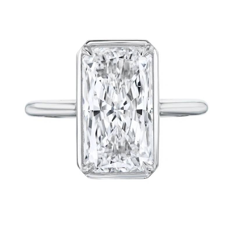 Platinum and 5.05ct Radiant Cut Diamond Solitaire Engagement Ring