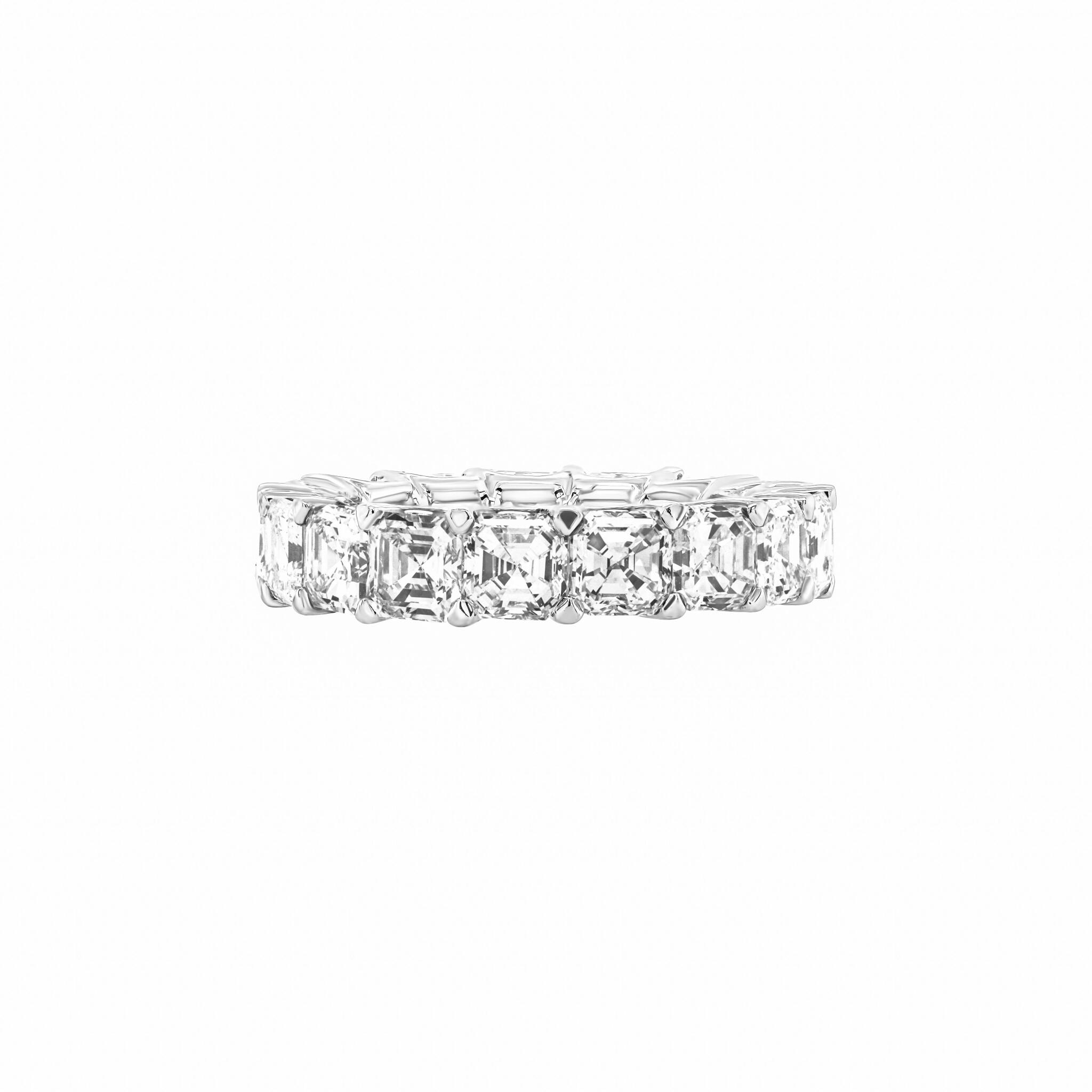 Platinum and 6.85ctw Asscher Cut Diamond Eternity Band Ring — view 1
