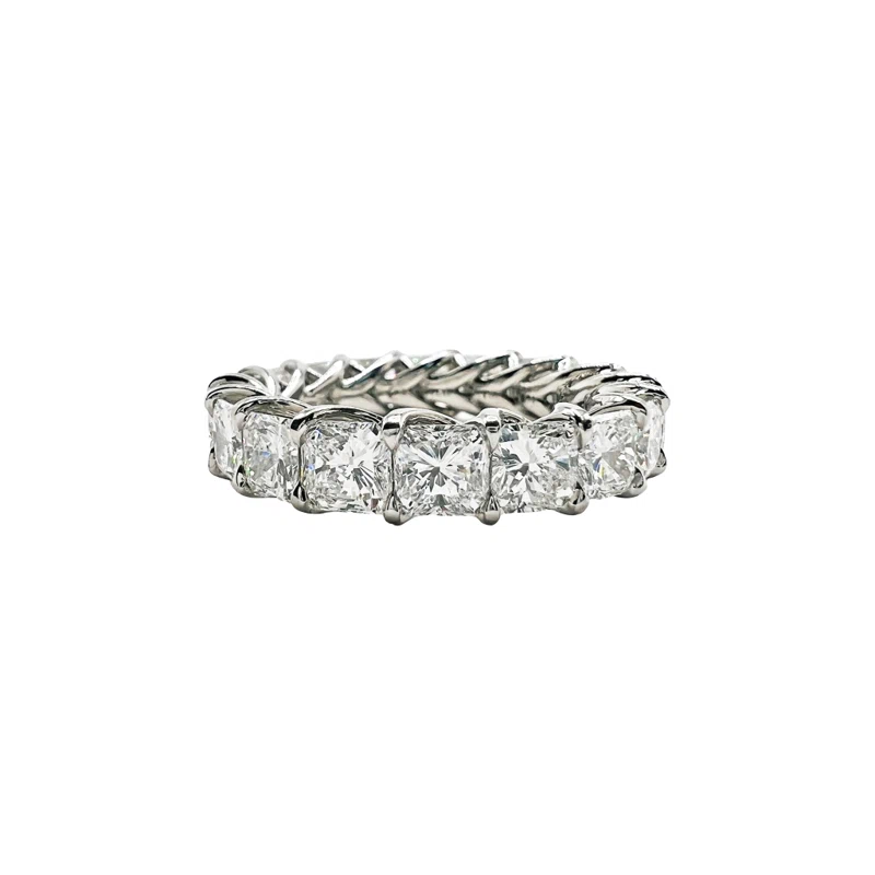 Platinum and 6.90ctw Radiant Cut Diamond Eternity Band Ring