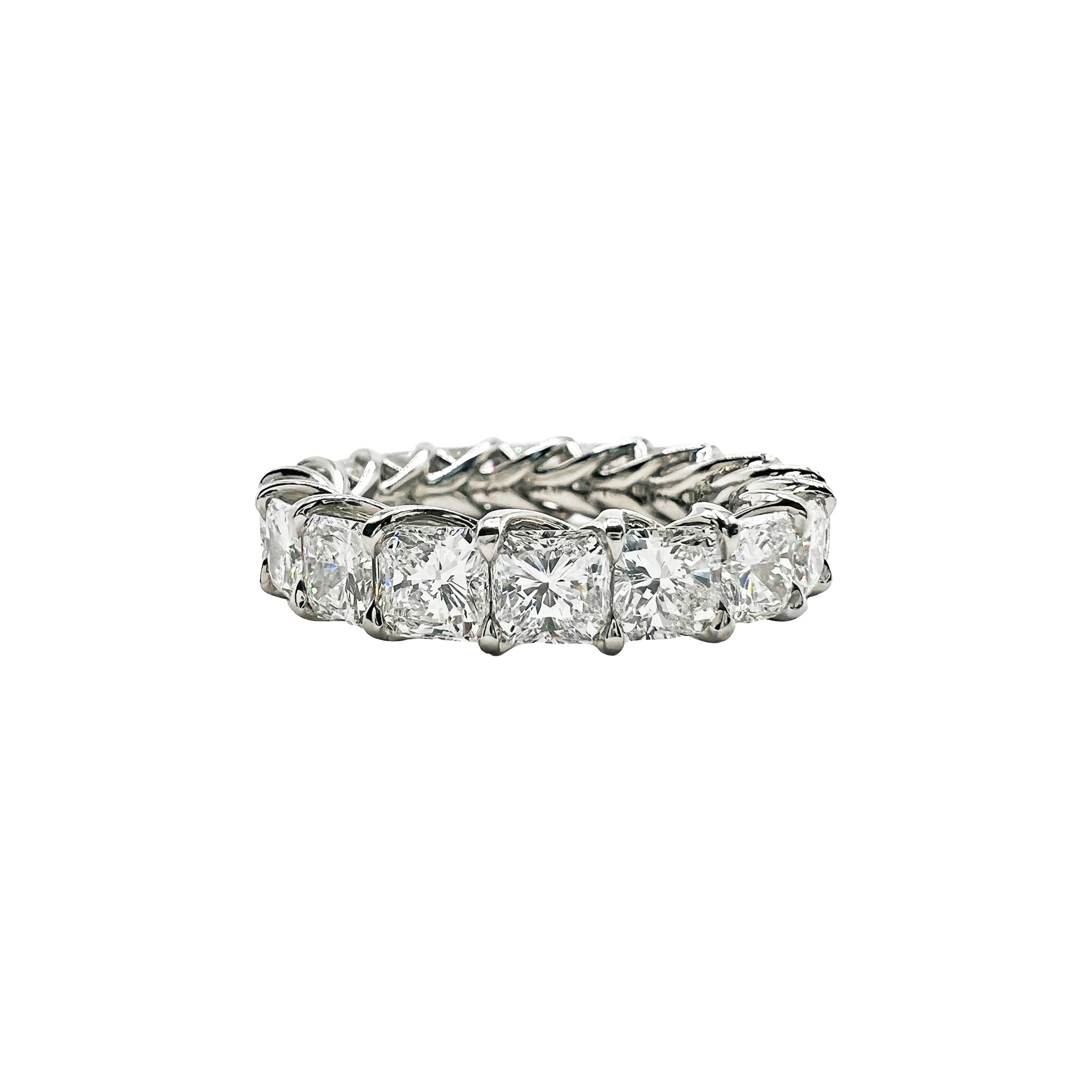 Platinum and 6.90ctw Radiant Cut Diamond Eternity Band Ring  — view 1