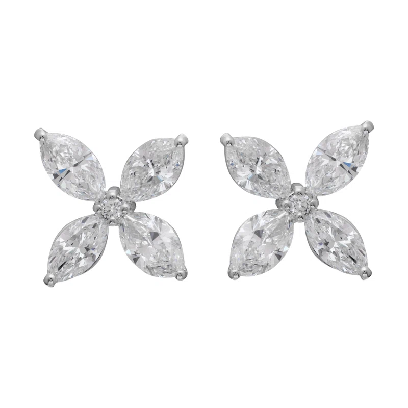 Platinum and 6.91ctw Diamond Floral Stud Earrings