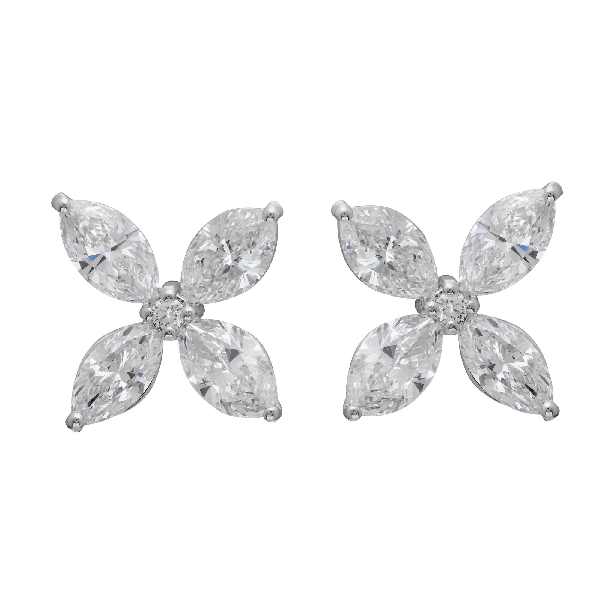 Platinum and 6.91ctw Diamond Floral Stud Earrings — view 1