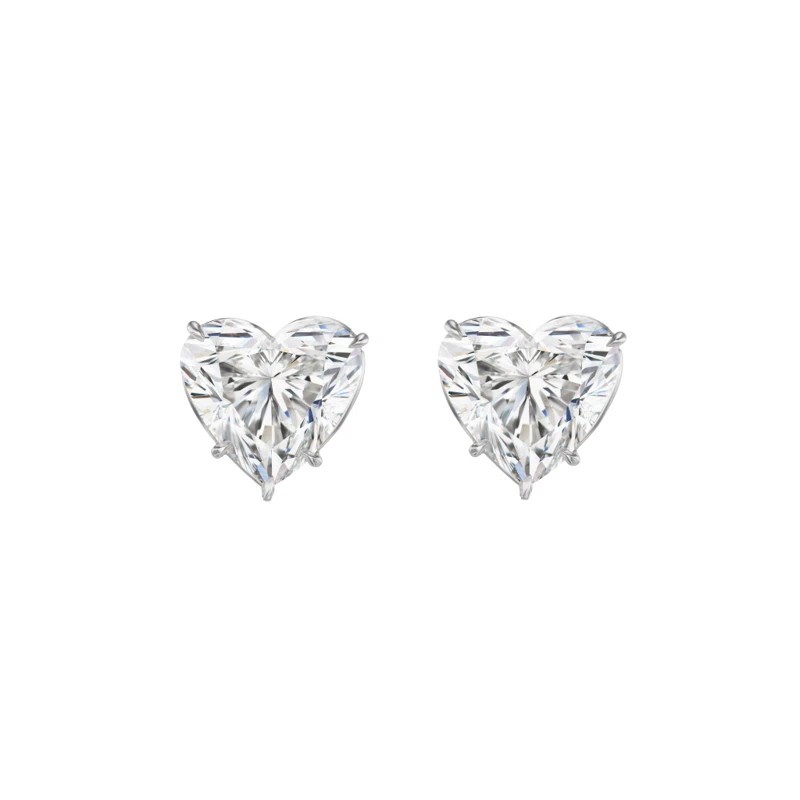 Platinum and 6.02ctw Heart Shape Diamond Stud Earrings