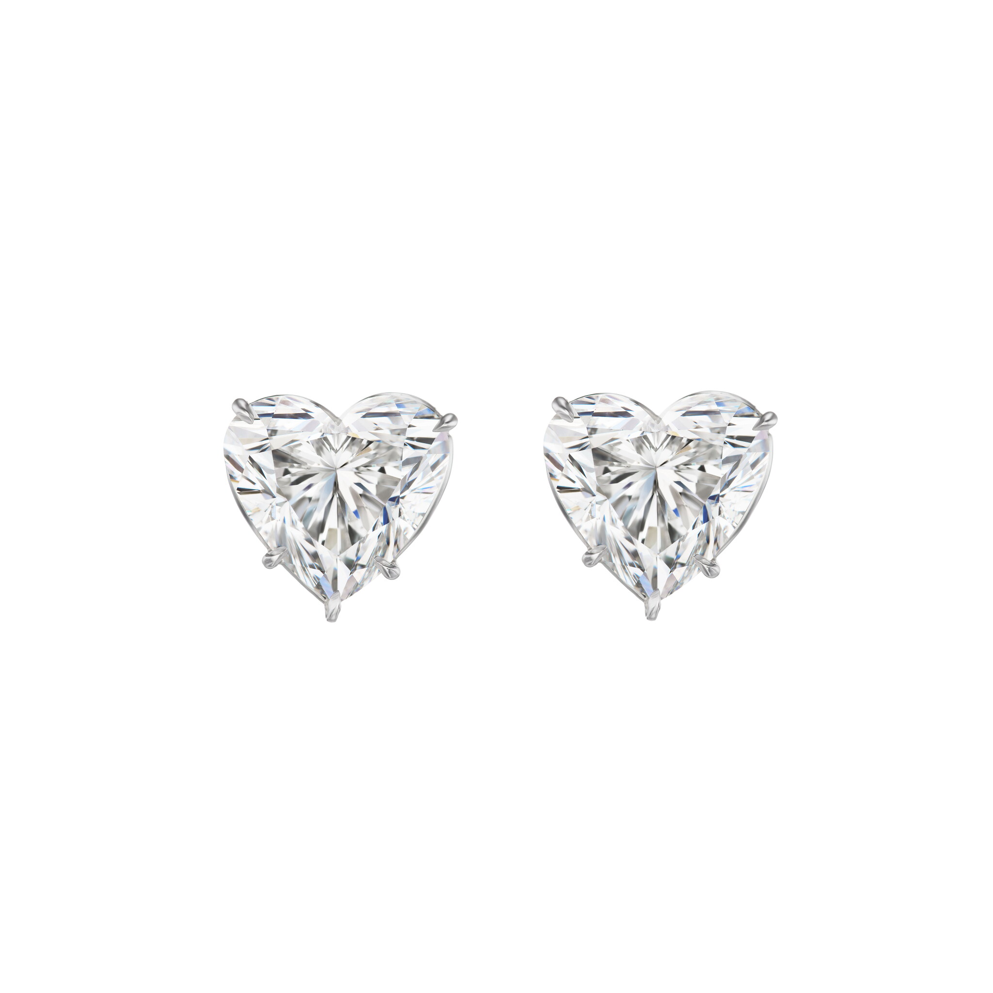 Platinum and 6.02ctw Heart Shape Diamond Stud Earrings — view 1