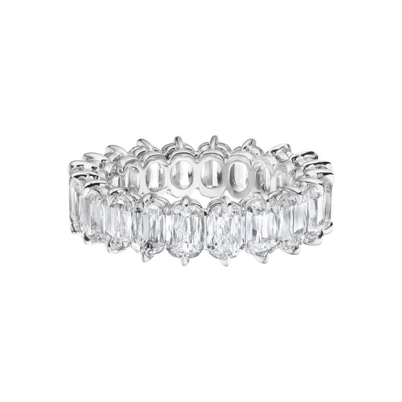 Platinum and 6.42ctw Antique Cushion Cut Diamond Eternity Band Ring