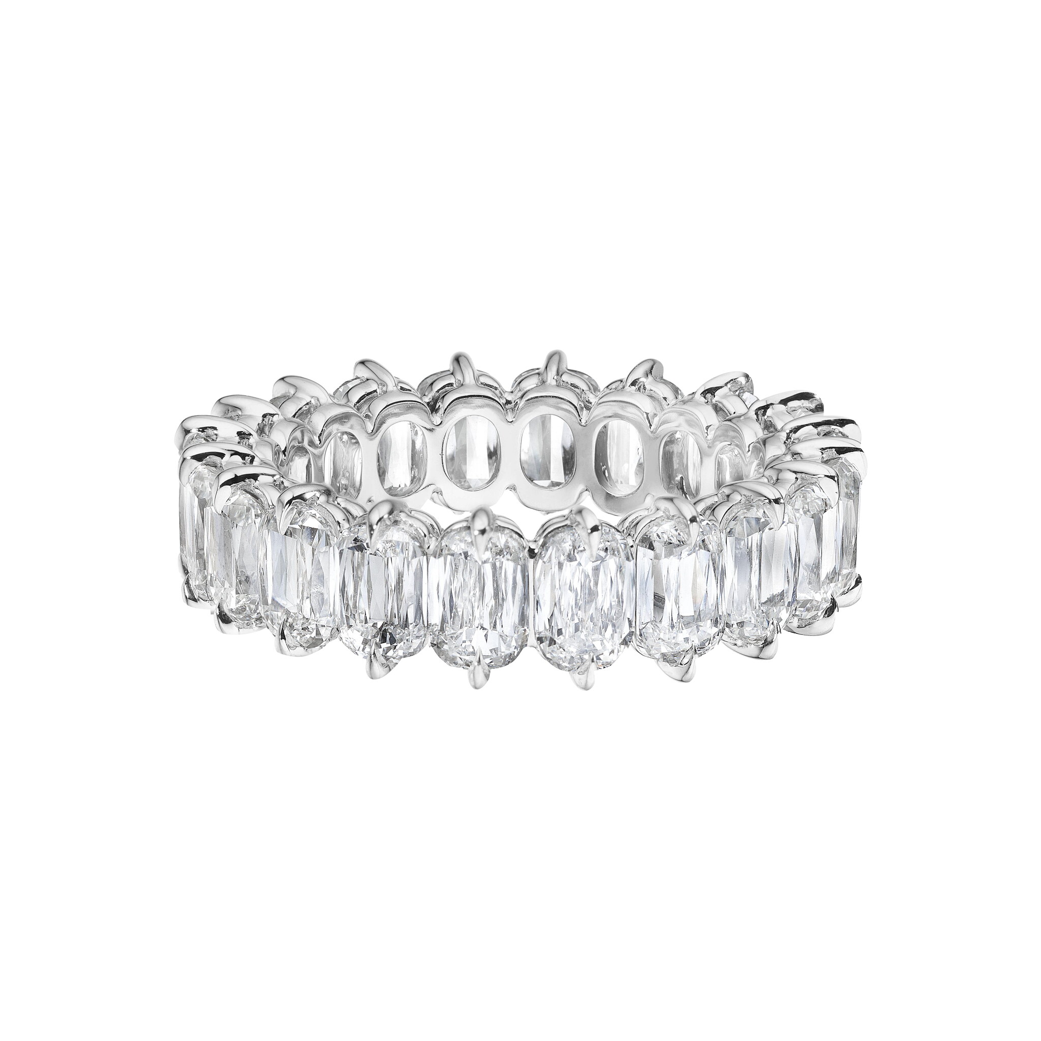 Platinum and 6.42ctw Antique Cushion Cut Diamond Eternity Band Ring — view 1