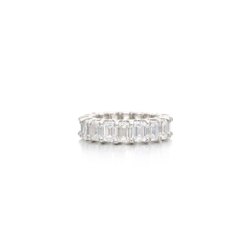 Platinum and 7.10ctw Emerald Cut Diamond Eternity Band Ring