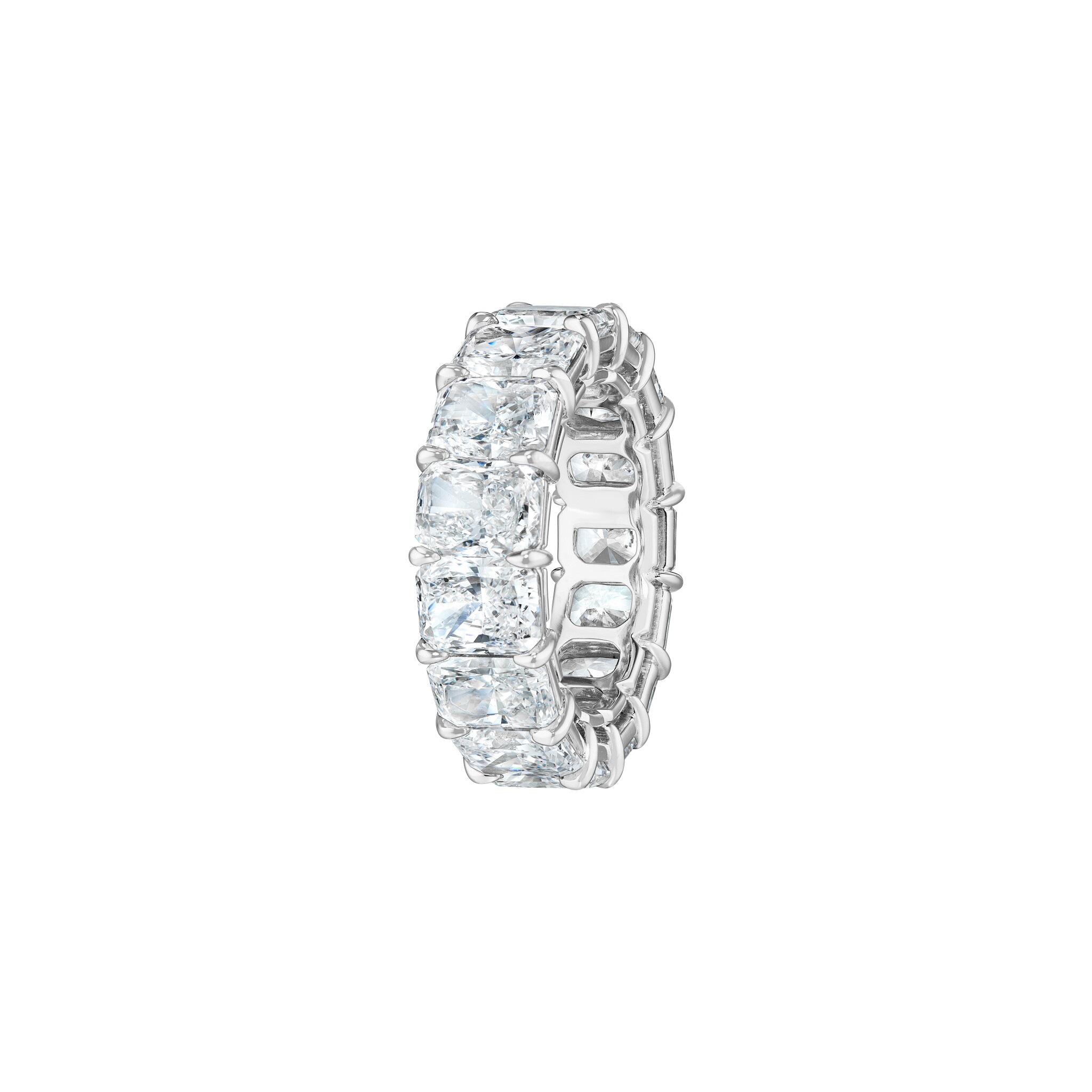 Platinum and 7.32ctw Radiant Cut Diamond Eternity Band Ring — view 1