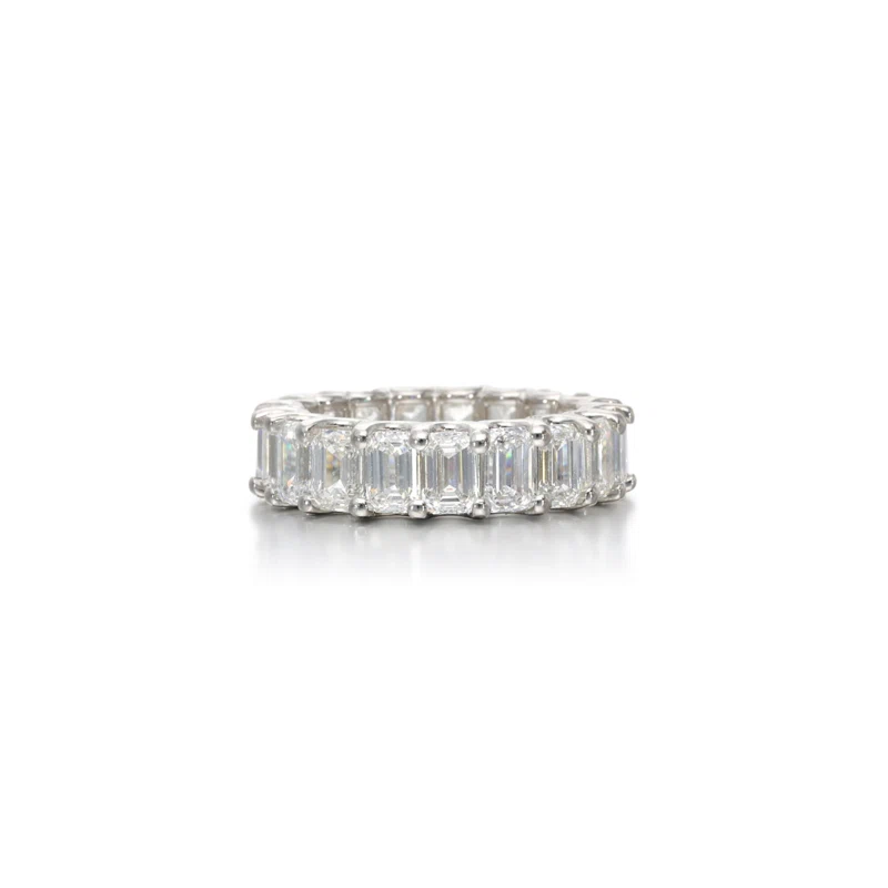 Platinum and 7.65ctw Emerald Cut Diamond Eternity Band Ring
