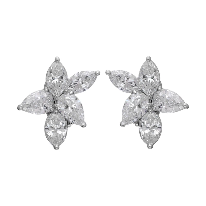 Platinum and 7.93ctw Diamond Cluster Earrings