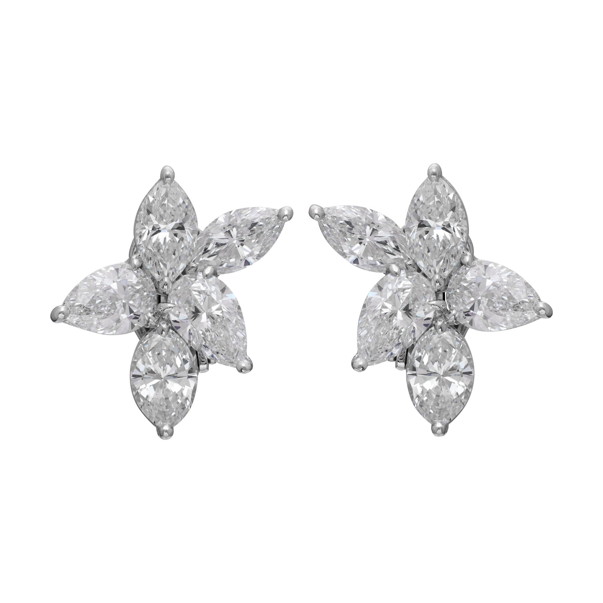 Platinum and 7.93ctw Diamond Cluster Earrings — view 1