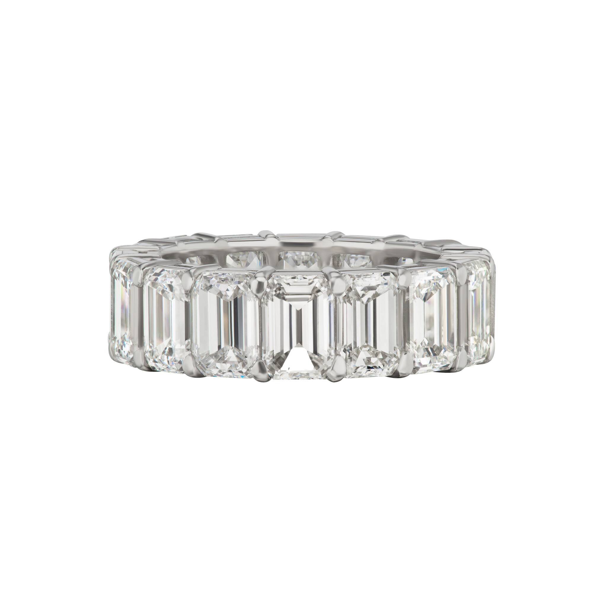 Platinum and 7.50ctw Emerald Cut Diamond Eternity Band Ring  — view 1