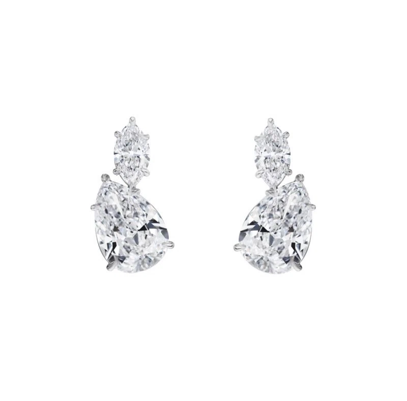 Platinum and 7.55ctw Fancy Cut Diamond Stud Earrings