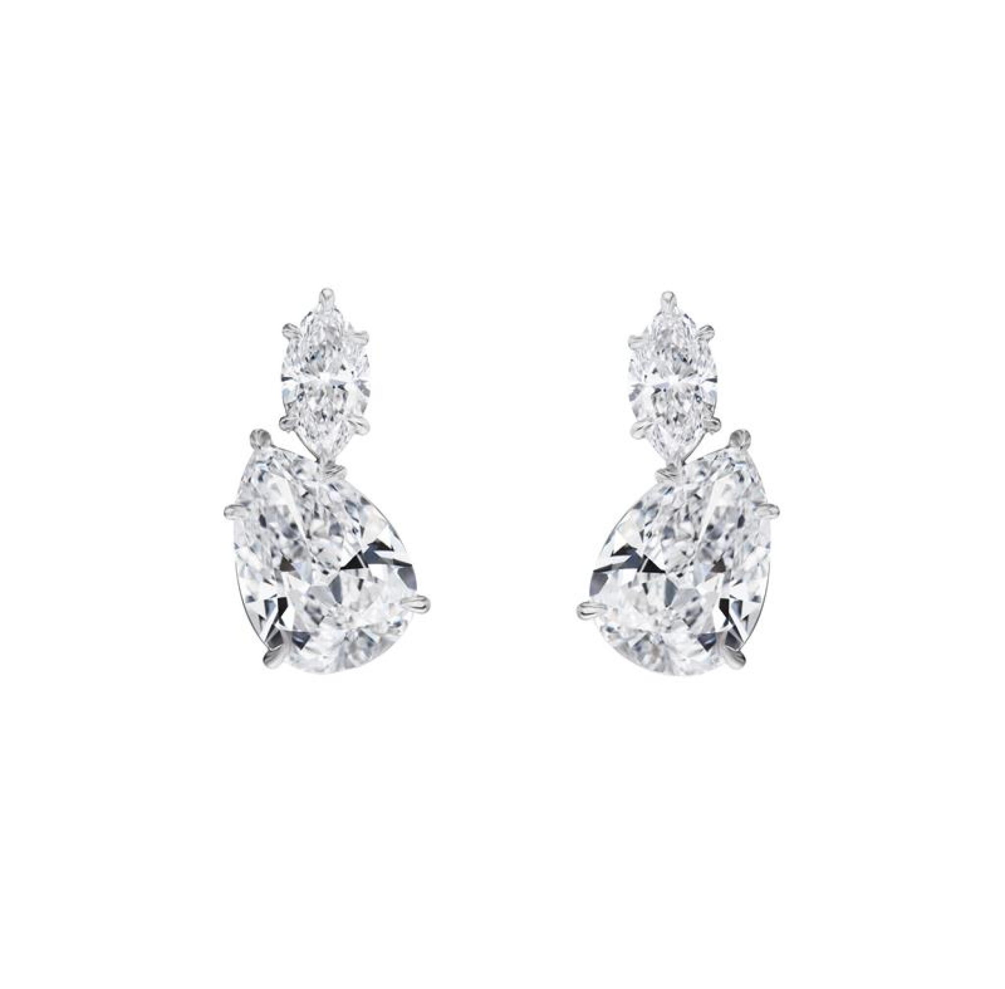Platinum and 7.55ctw Fancy Cut Diamond Stud Earrings — view 1